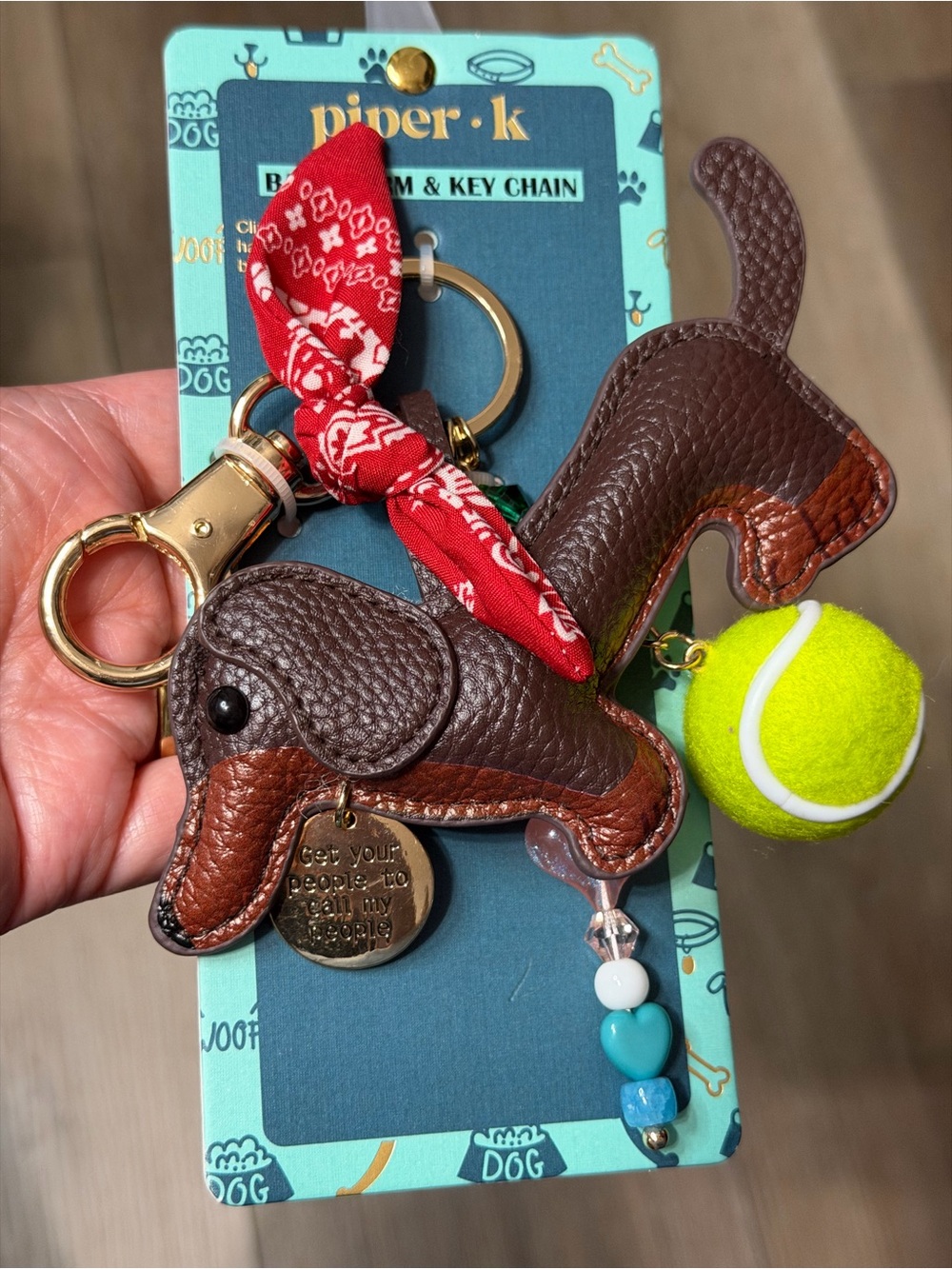 Piper K Dachshund (Wiener Dog) Leather Bag Charm / Key Chain Viral On TikTok NEW
